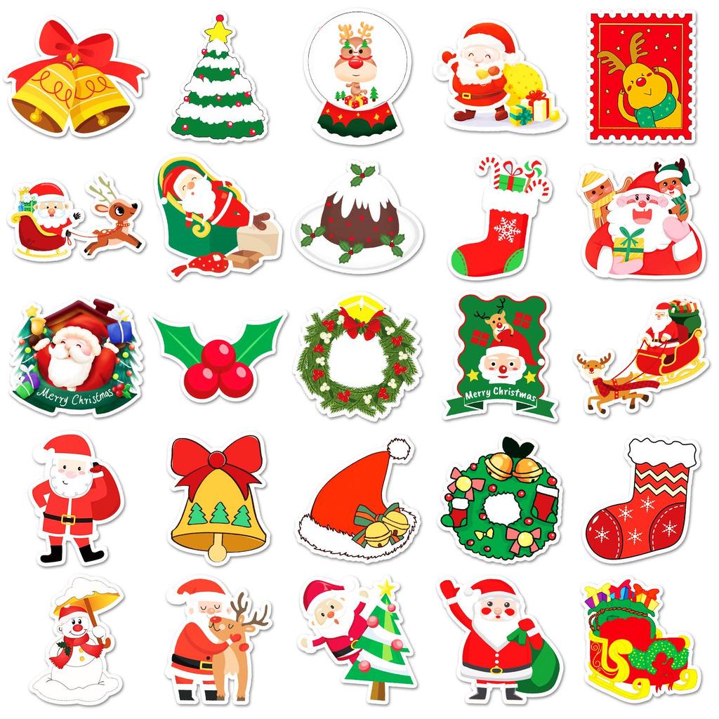 50 Sheets of Christmas Cartoon Graffiti Stickers for DIY Tree & Journal