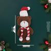 Cute Christmas Bear Plush with Blush, Scarf, Jumpsuit & Keychain Pendant - Adorable Stuffed Toy Gift