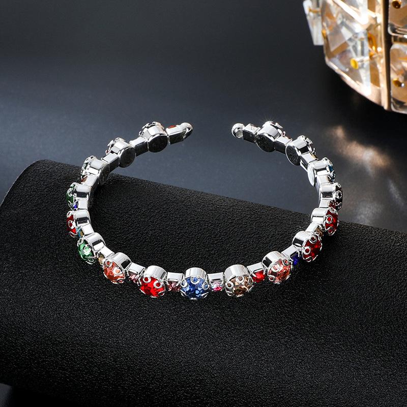 Bridal Bracelet AB Rhinestone Wrapped Full Diamond Open Bracelet Crystal Bracelet Accessories