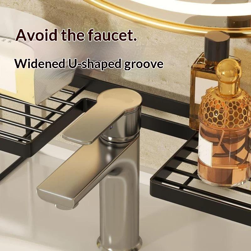 No Drill Iron Mesh Storage Rack Rust Resistant Multifunctional Bathroom Organizer for Sink Kitchen Garage Wall