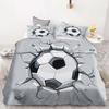 Cartoon Duvet Cover Set Football Graffiti 3D Soccer Ball Bedding Set For Boys Teens Sports Theme Bed Linen With Pillowcases