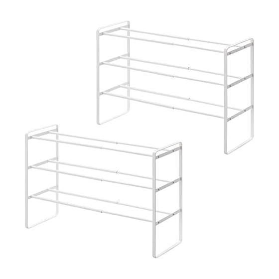 Yamazaki Jitsugyo (Yamazaki) Telescopic Shoe Rack 3 Tiers [Set of 2] Slim Shoes Approx. 24-32 Pairs of Shoes Storage White 7555 x 2
