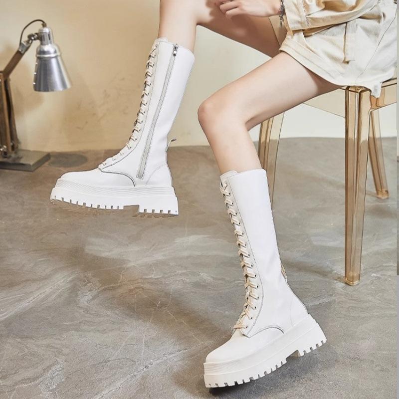 Martin Boots Autumn Thin Women's 2025 New Versatile Thick-soled Heightening Long Tube Lace-up But Knee Fashion Boots Women's Boots