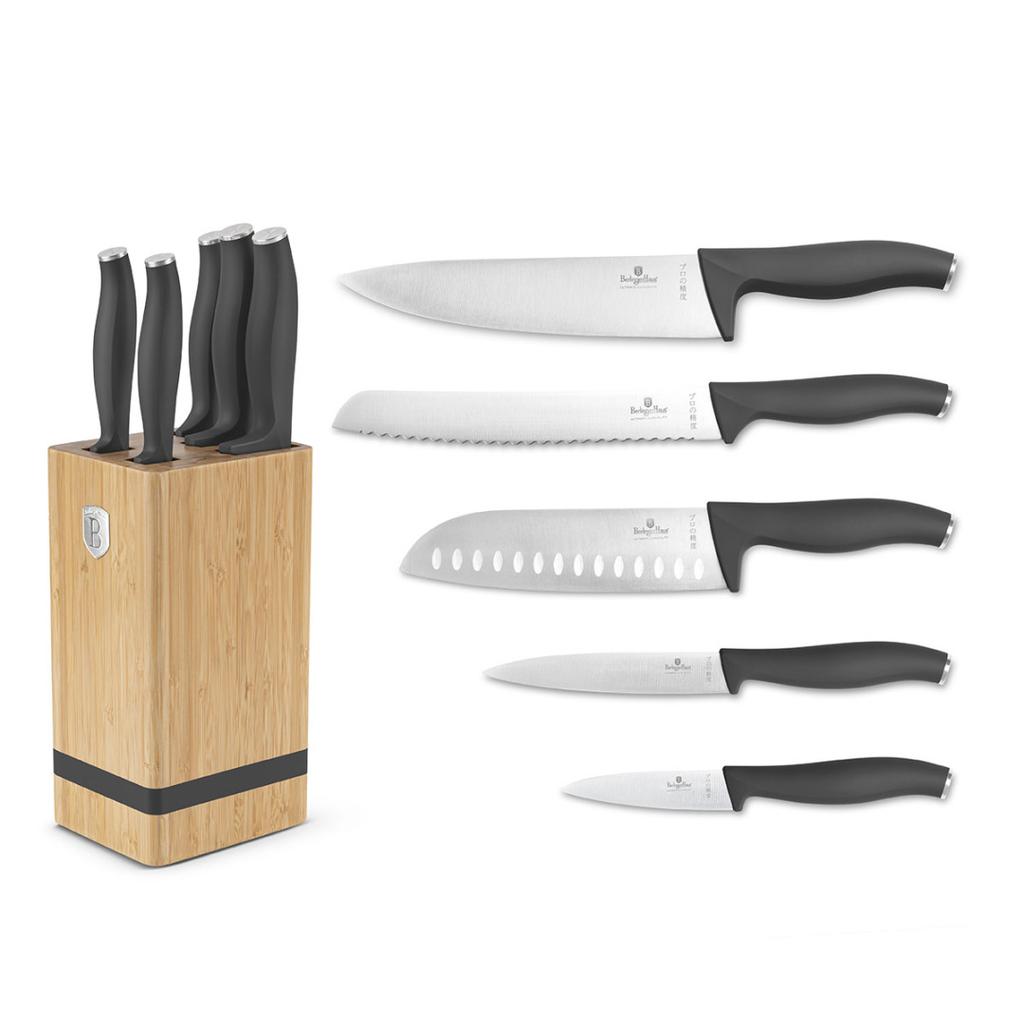 Berlinger Haus Bh-2968 Anthracite Knife Set In Bamboo Block