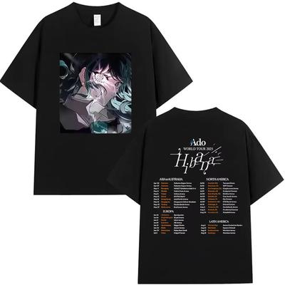 Japan Singer ADO World Tour 2025 Hibana Graphic T Shirts Men Women Hip Hop High Quality Oversized Cotton T-shirts Y2k Streetwear
