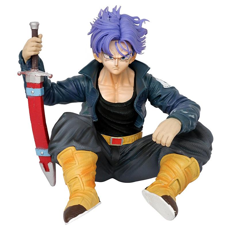 14cm Anime Dragon Ball Z Super Saiyan Trunks Sitting Ver. PVC Action Figure Statue Collection Game Model Kids Toys Doll Gifts