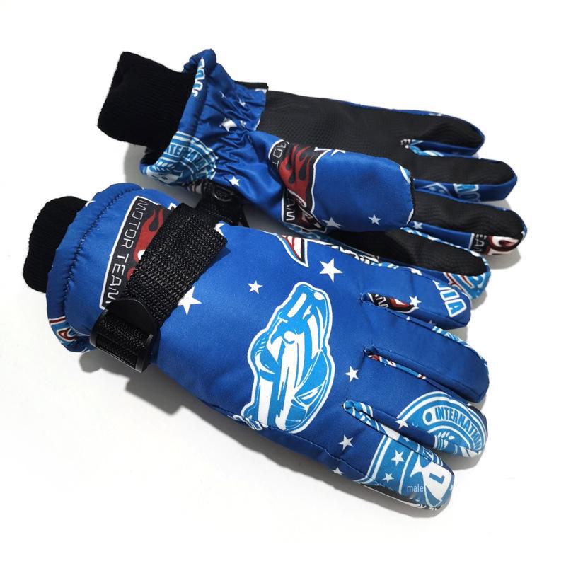 Children's Printed Electric Bike Gloves: Warm, Waterproof, Windproof Ski & Outdoor Cycling Gloves