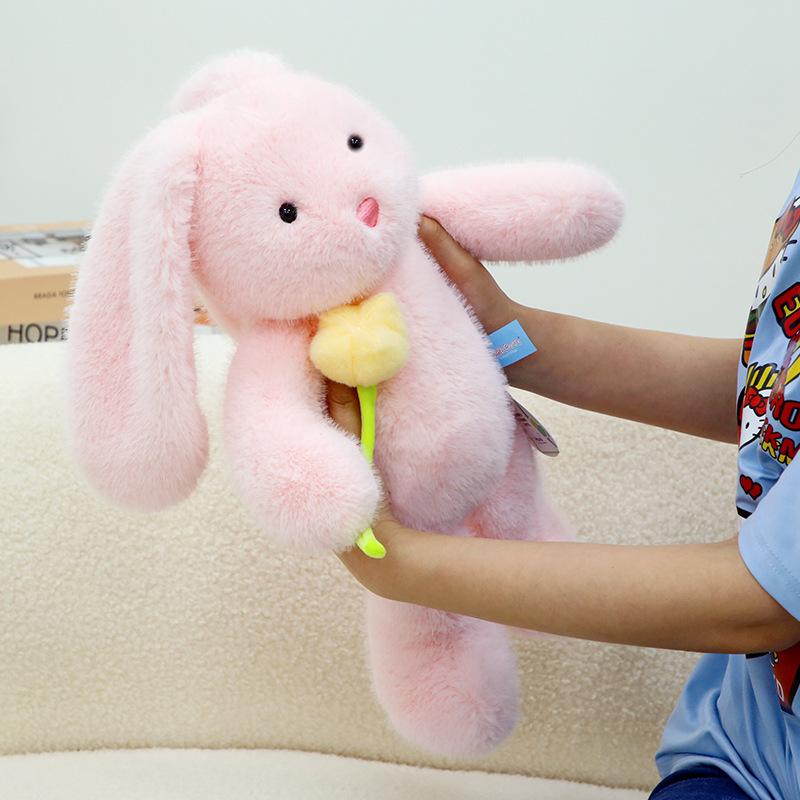 Hugging Flower Rabbit Rabbit Plush Toy Cute Long-eared Rabbit Doll Soothing Cloth Doll Hugging Sleeping Rabbit