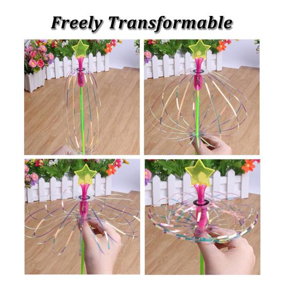 10Pcs Rainbow Spinner Toy Rainbow Twirler Stick Ribbon Fairy Wands Bright Glitter Wand Twirling Wand Light Up Spinning Toys for Festivals Party