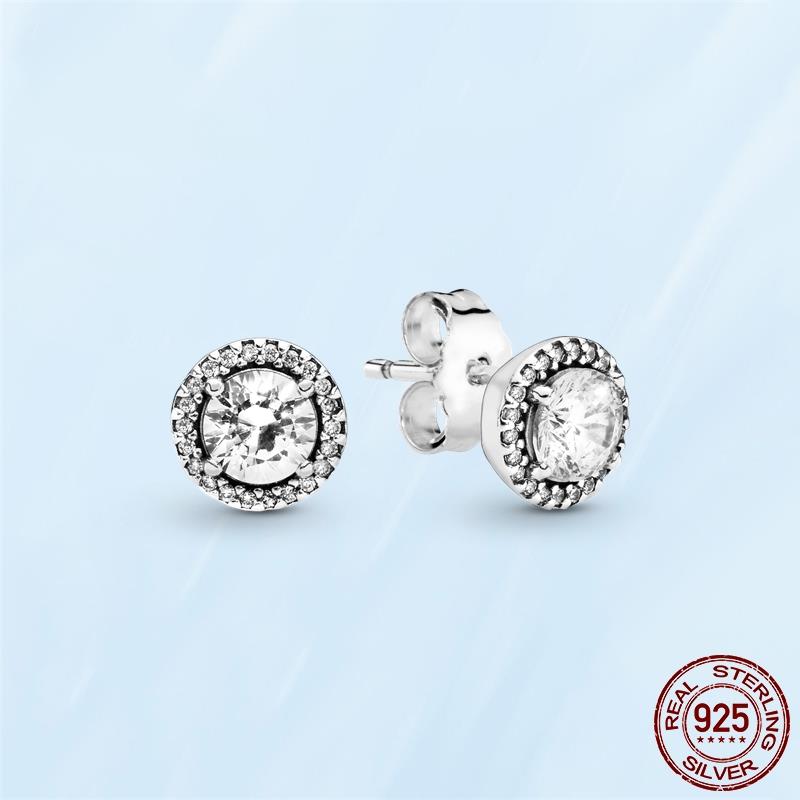 Real Original 925 Sterling Silver Daisy Flower Feather Hoop Heart Stud Earrings Fit Women Fashion Jewelry Engagement Party Gift