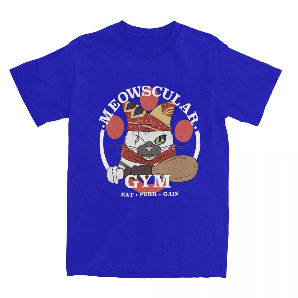 Herren Meowscular Gym T-Shirts Monster Hunter World MHW Spiel Baumwollkleidung Sommer Kurzarm T-Shirt Rundhals T-Shirt Übergröße
