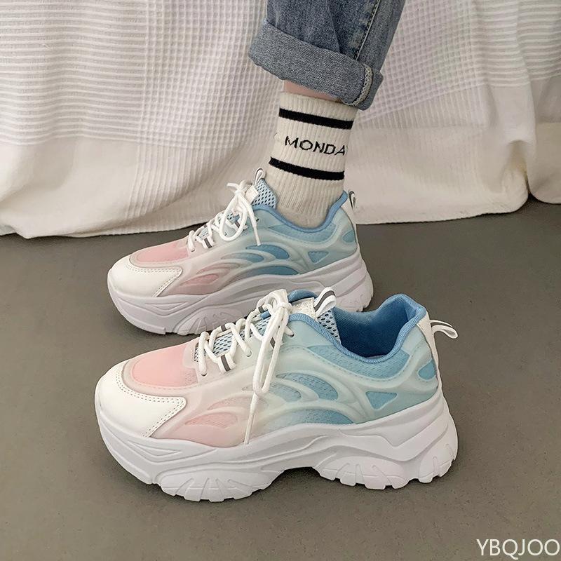 

Fashion Thick Soled Women s Shoes 2025 Popular Running Non Slip Sports Shoes Breathable Mesh Dad Shoes Platform Sneakers Zapatos Mujer 35 синий