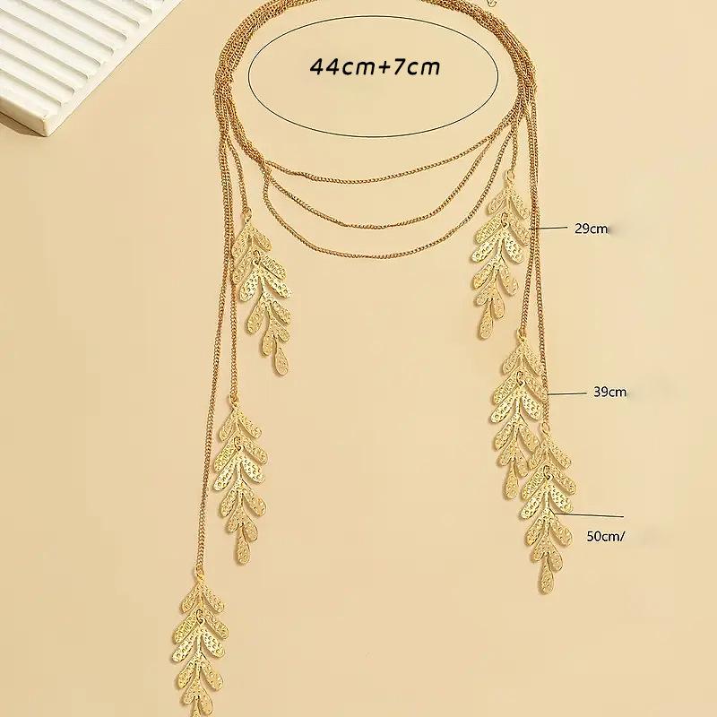 Colier lung elegant cu ciucure de frunze