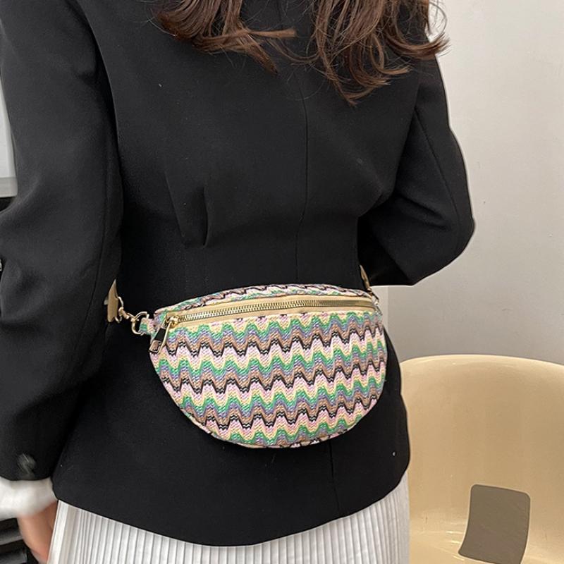 New Trendy Fashionable Mother Child Chest Bag Personalized Stripe Ethnic Style Crossbody Bag High end Simple Versatile Waist Bag