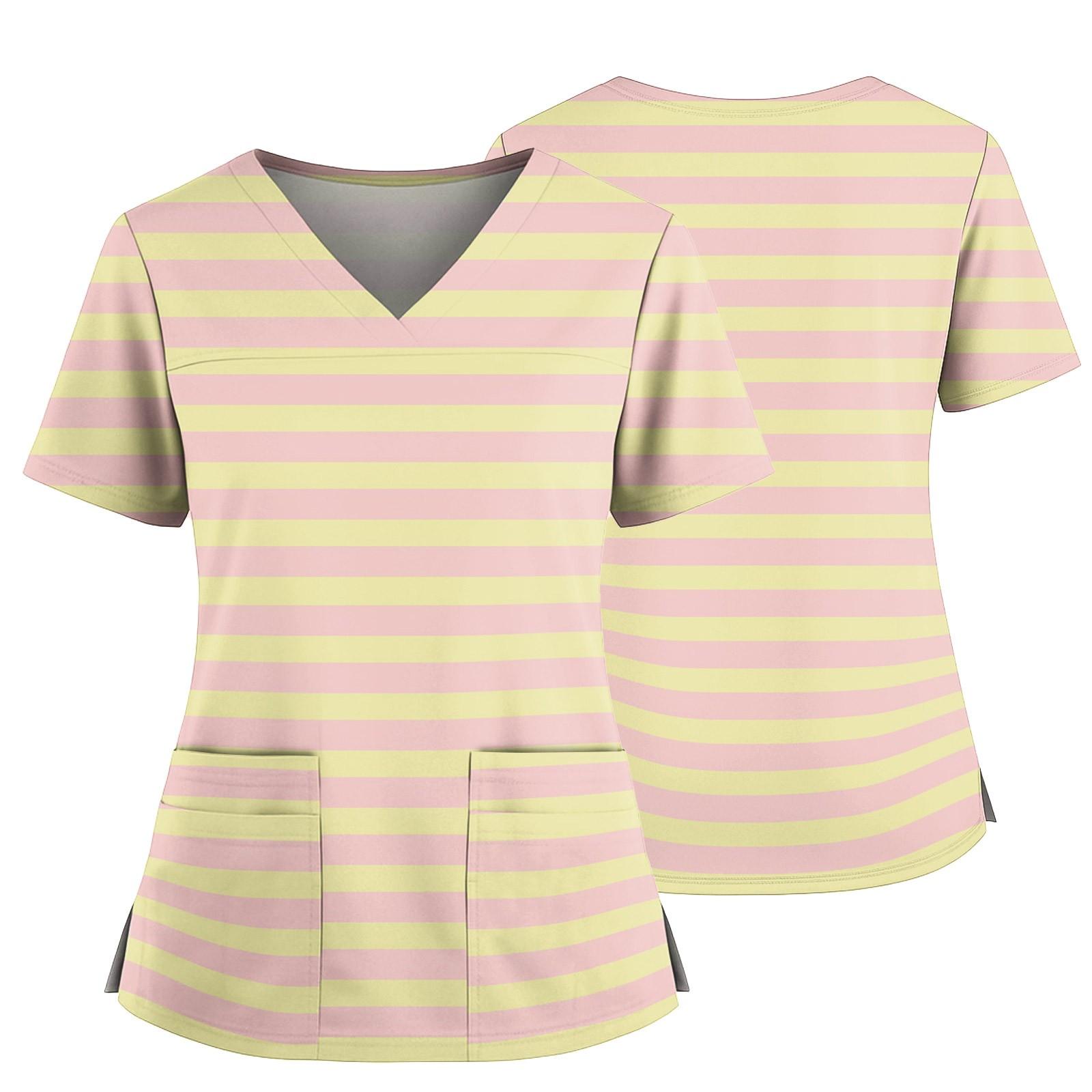 

Women s Casual Printed V-Neck Pocket Side Slit Short Sleeved Top Short Sleeved Top S помаранчевий