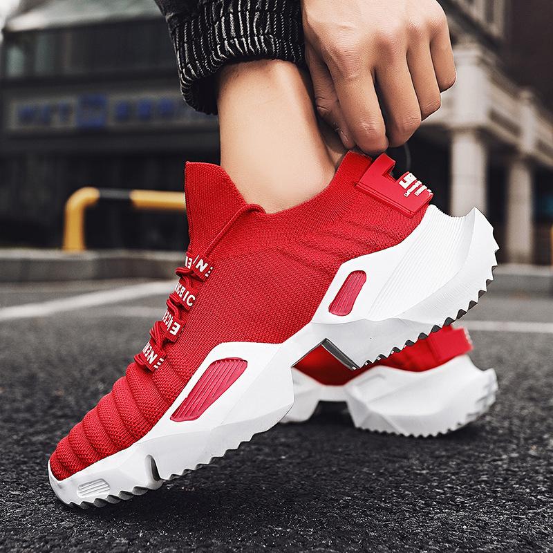 Scarpe da ginnastica Autunno Nuove Scarpe da uomo Tessuto volante Scarpe da corsa Pelle
