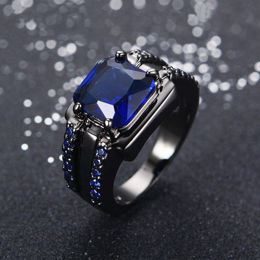 Europäischer und Amerikanischer Stil Damen Schwarzer Quadratischer Kristallrandring