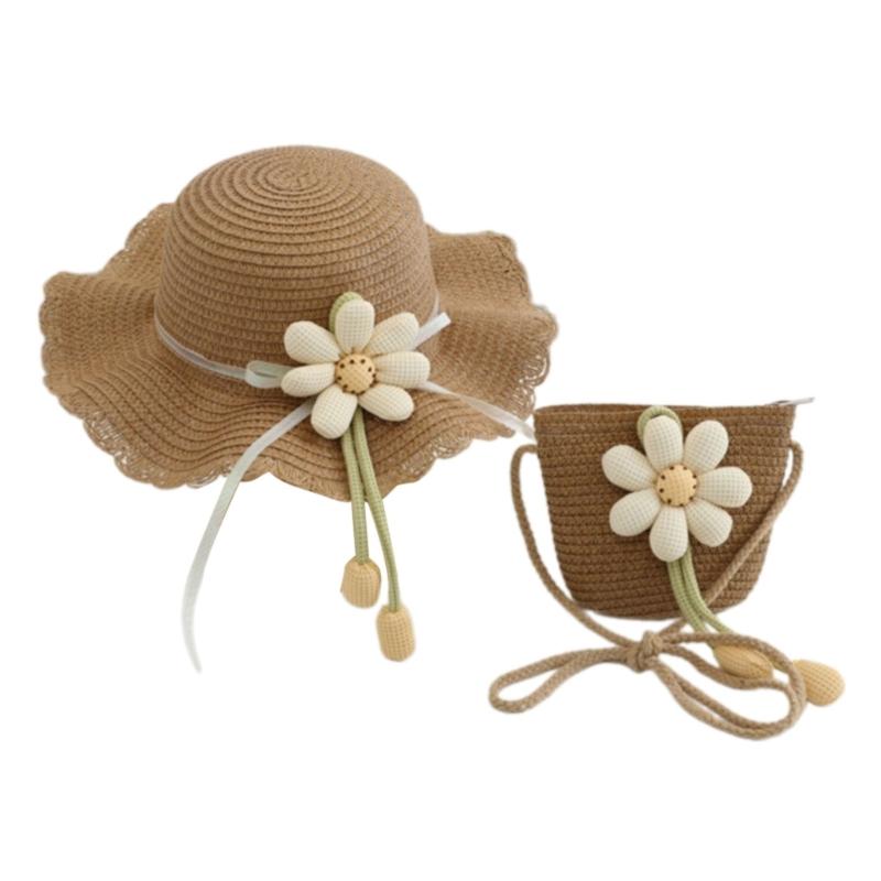 

Children s Hat With Matching Handbag Polyester Fabric Lightweight Combo For Holiday Travel хаки