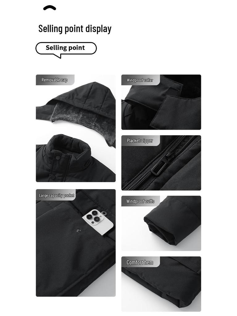 Dad's Winter Warm Plus Velvet Thick Cotton Jacket for Middle-Aged Men