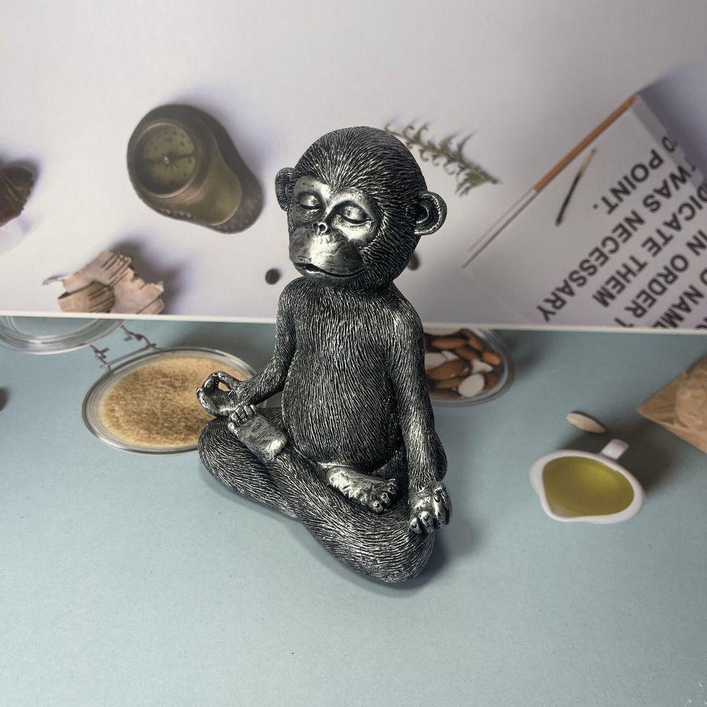 Unique Monkey Figurine Resin Animal Miniatures Sculpture Monkey Statue  Living Room