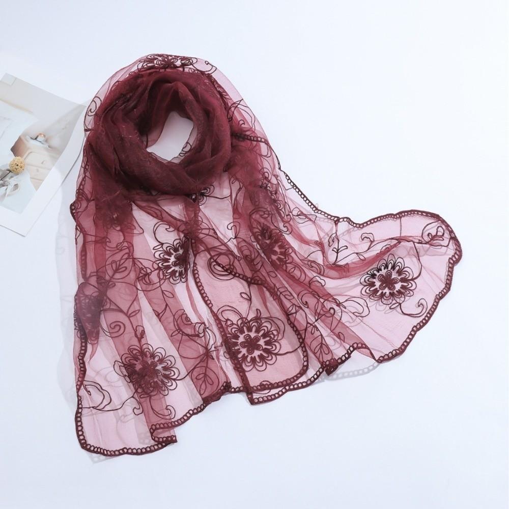 Flower Pattern Retro Scarf Elegant Embroidered Flower Scarf New Lace Scarf  Casual Wear