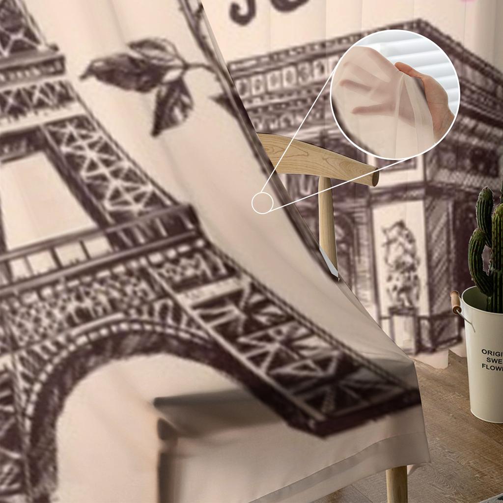 Paris Eiffel Tower And Bakery Chiffon Sheer Curtains for Living Room Bedroom Kitchen Decoration Window Voiles Tulle Curtain