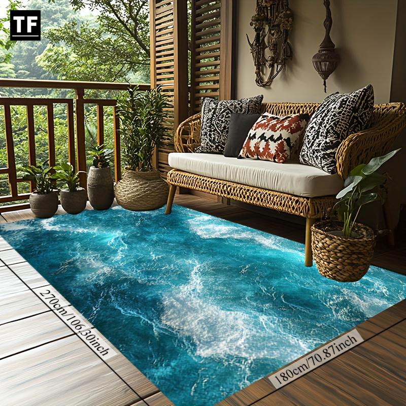 1pc Crystal Velvet Printed Rug/Carpet with Anchor/Rudder/Lighthouse/Whale/Octopus/Sea Patterne, Full of Natural Mystery, Easy to