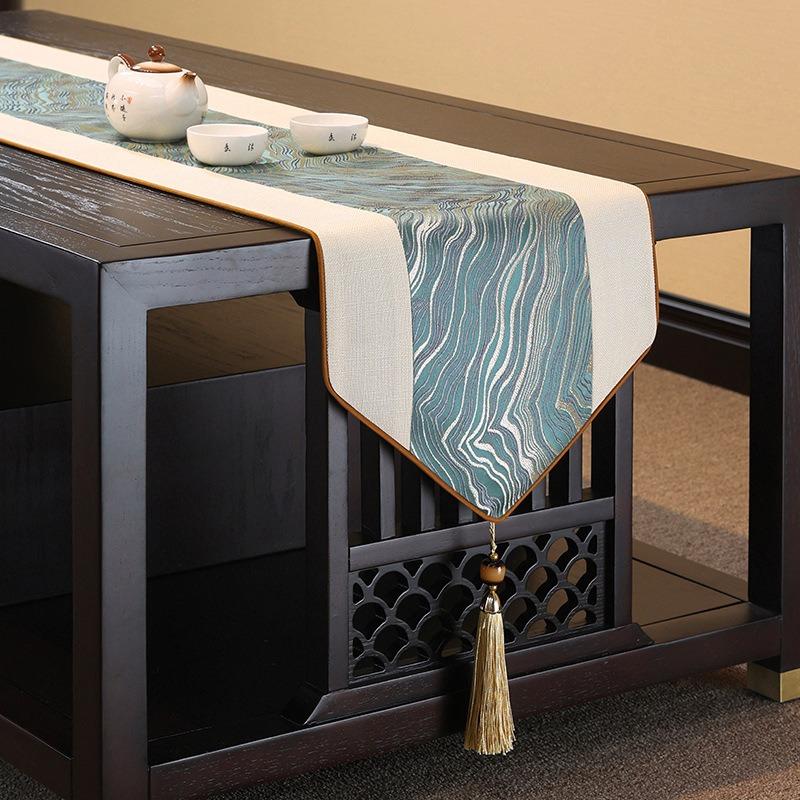 ديكور المنزل الجدول العلم مع شرابة غطاء الطاولة الإبداعية طاولة شاي ديكور النمط الصيني شرابات الجدول عداء مفرش طاولة الكلاسيكية