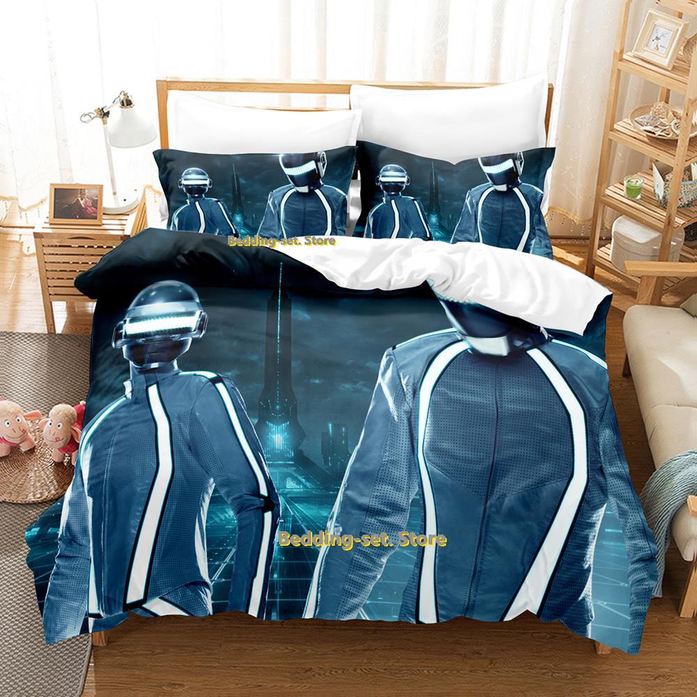 New Hip Hop Daft Punk Bedding Set Cartoon Anime Three-piece Set Adult Kid Bedroom Duvetcover Sets 3D Kawaii Roupa De Cama Casal