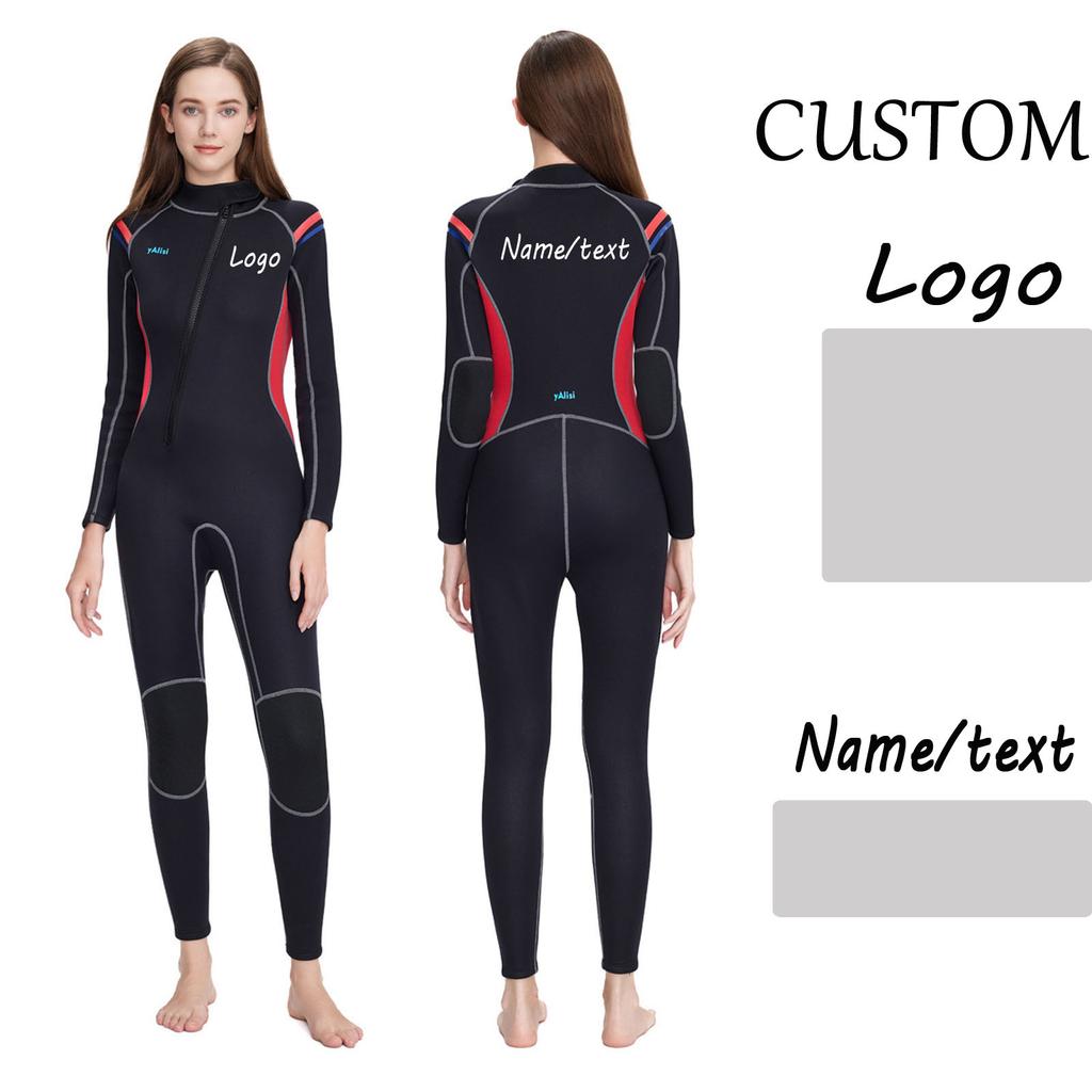 Maßgeschneiderter einteiliger Neoprenanzug 3MM für Paare, langärmliger Voll-Tauchanzug, warm, Sonnen-Quallen-Anzug zum Surfen, Schwimmen