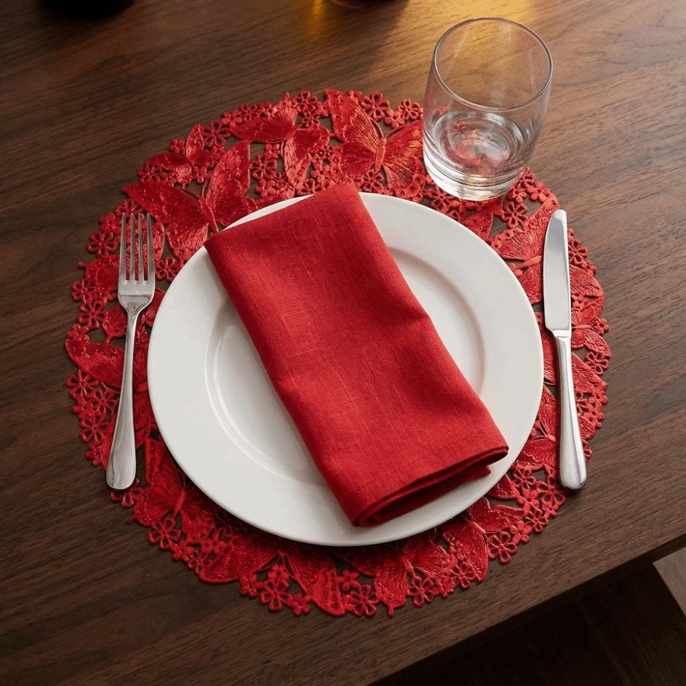 4PCS Round Butterfly Dining Table Mat Hollowed-Out Tableware Pads Heat-Insulating Mat  Dining Table