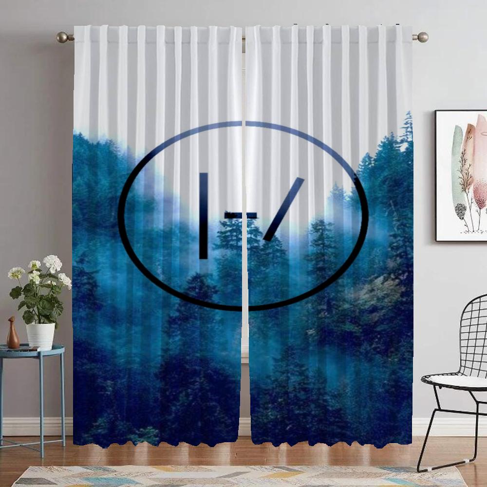 Twenty One Pilots Curtains for Living Room Curtain Shades Tulle for Bedroom Blackout Curtains 2 Pieces Partition Kitchen Elegant