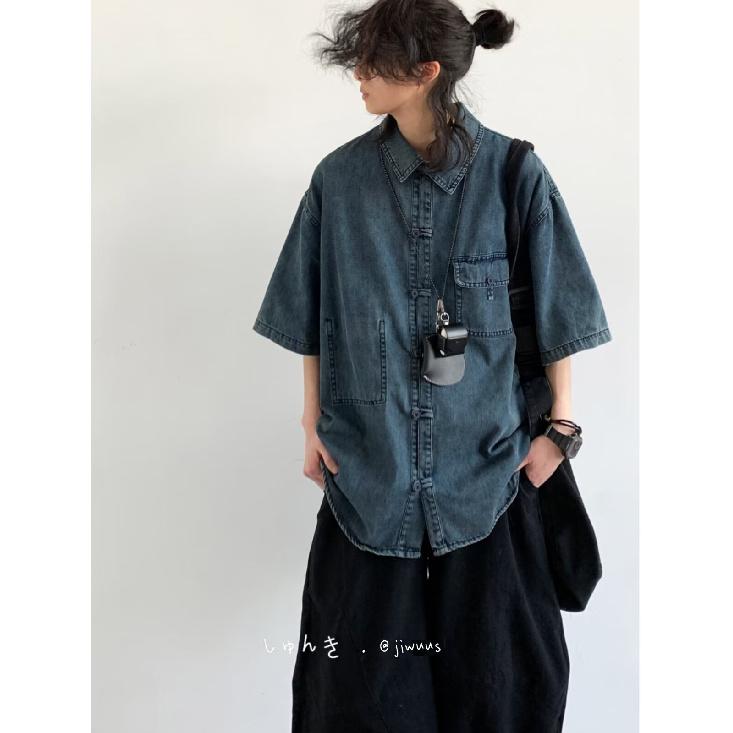 Summer New Chinese Style Vintage Denim Jacket For Men And Women, Loose Retro Button Washed Denim Top