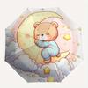 1pc Bear on the Moon Automatic 3-Fold Umbrella Design, Cute Cartoon Pattern, Portable Outdoor Umbrella, Perfect, Holiday Gift for fans.J007