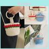 Handcrafted Knit Flower Small Pearl Handbag With Zipper Closure For Daily Use