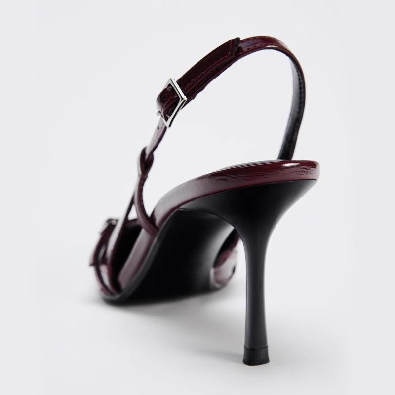 Fashion Designer Blue Denim Slingback Buckle Strap Women Pumps Sexy Pointed Toe High Heels Elegant Party Dress Shoes Zapatos De Mujer