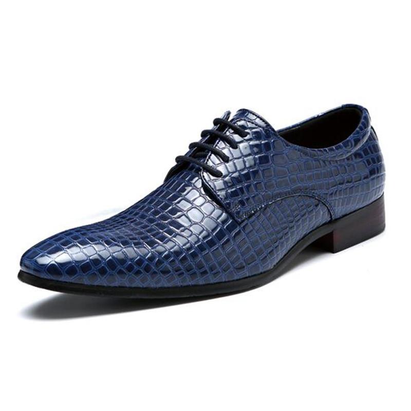 Fashion Men's Snakeskin Grain Leather Lace-Up Wedding Party Shoes Mens Dress Business Office Oxfords Flats EUR Size 38-48