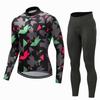 Mens Long Sleeve Cycling Jersey Set Breathable Quick Dry Bike Riding Sportswear