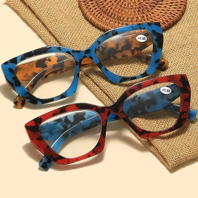 Modische Cat-Eye-Fassung Blaulichtfilter Lesebrille Luxusdesign Damen Alterssichtigkeit Brille Neutrale Modebrille Bis +4.0