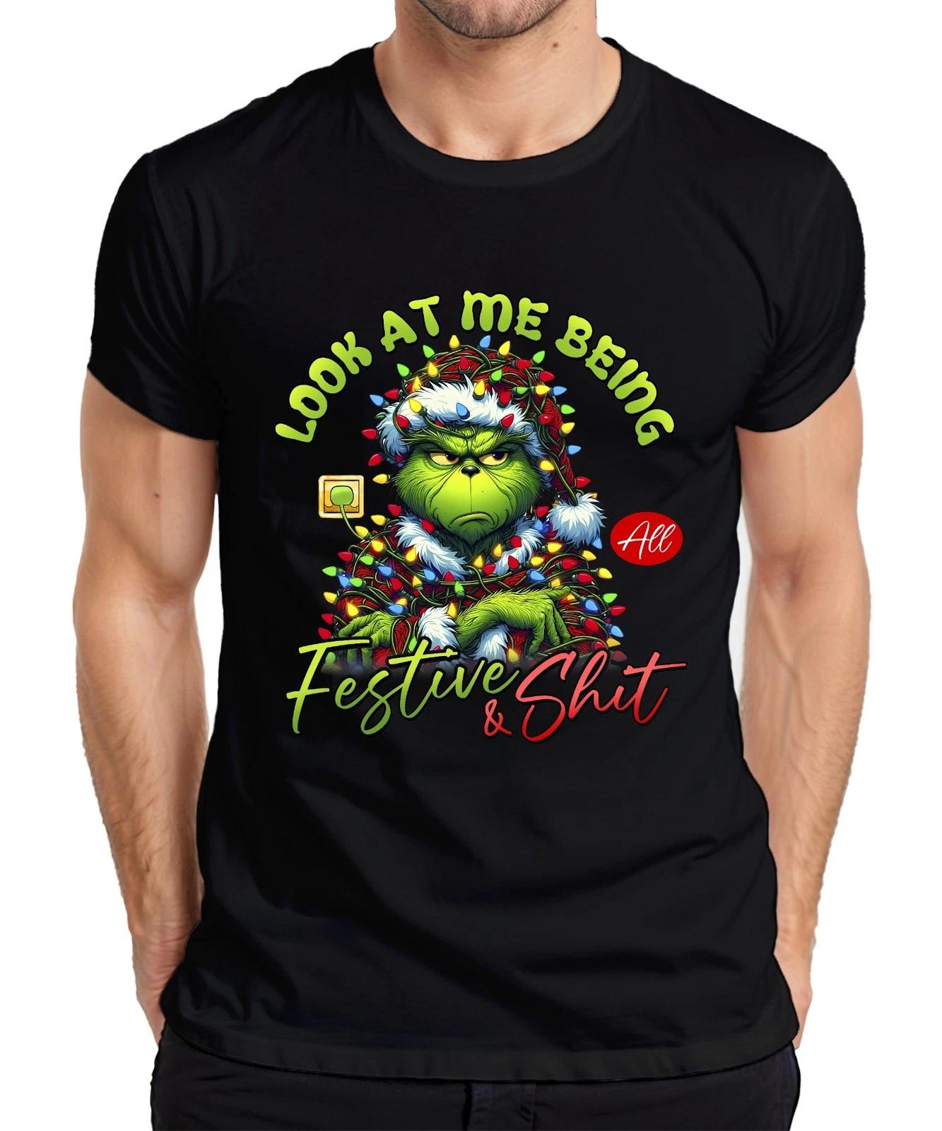 Grinch Look At Me Being Festive Weihnachten lustig Geschenk Herren T-Shirt L