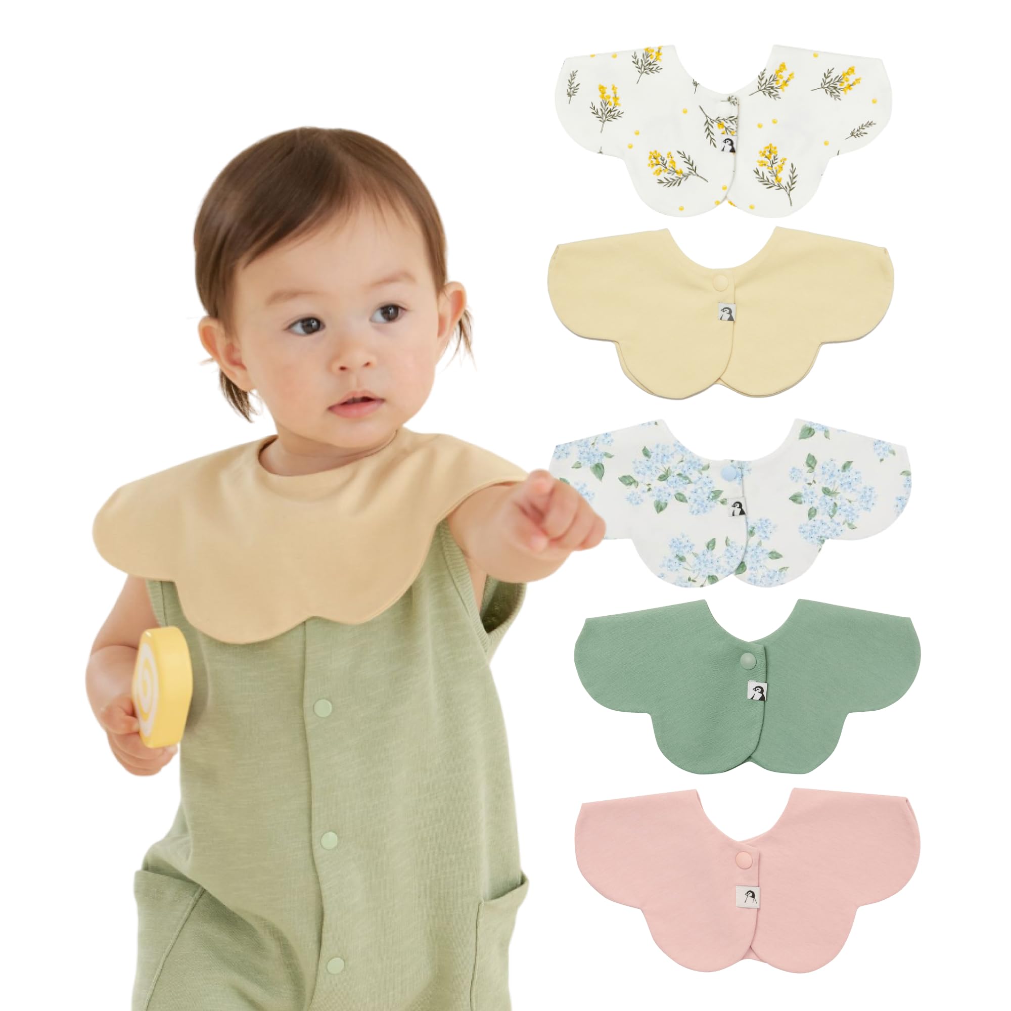 

Konny Bib Set of Baby Bib Rolling Quick Baby Baby Stylish 5 Sage [Konny] 5, 360° Bib, Впитывающий, Сушильный, Простой, Девочки, Мальчики, Координация, Душ,