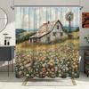 1pc Shower Curtain Rustic Charm Countryside Barn and Windmill Waterproof for Bathroom Decor