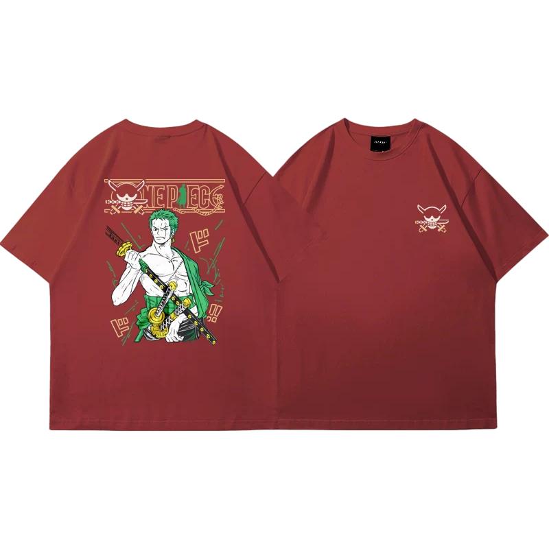 One Piece Swordsman Emblem Cyber Y2K TShirt Men Women Cotton Anime Tee Breathable Loose Fit Short Sleeve Streetwear