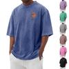 Men's Printed Round Neck T-Shirt Casual Sports Short-Sleeve Top