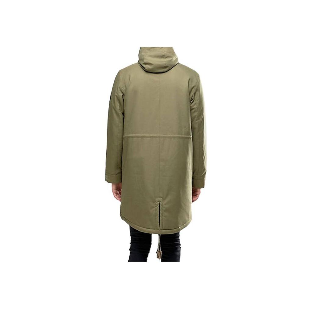 adidas Originals Three Stripes Hooded Solid Color Casual Long Sleeve Coat Men Coat Green AY9139