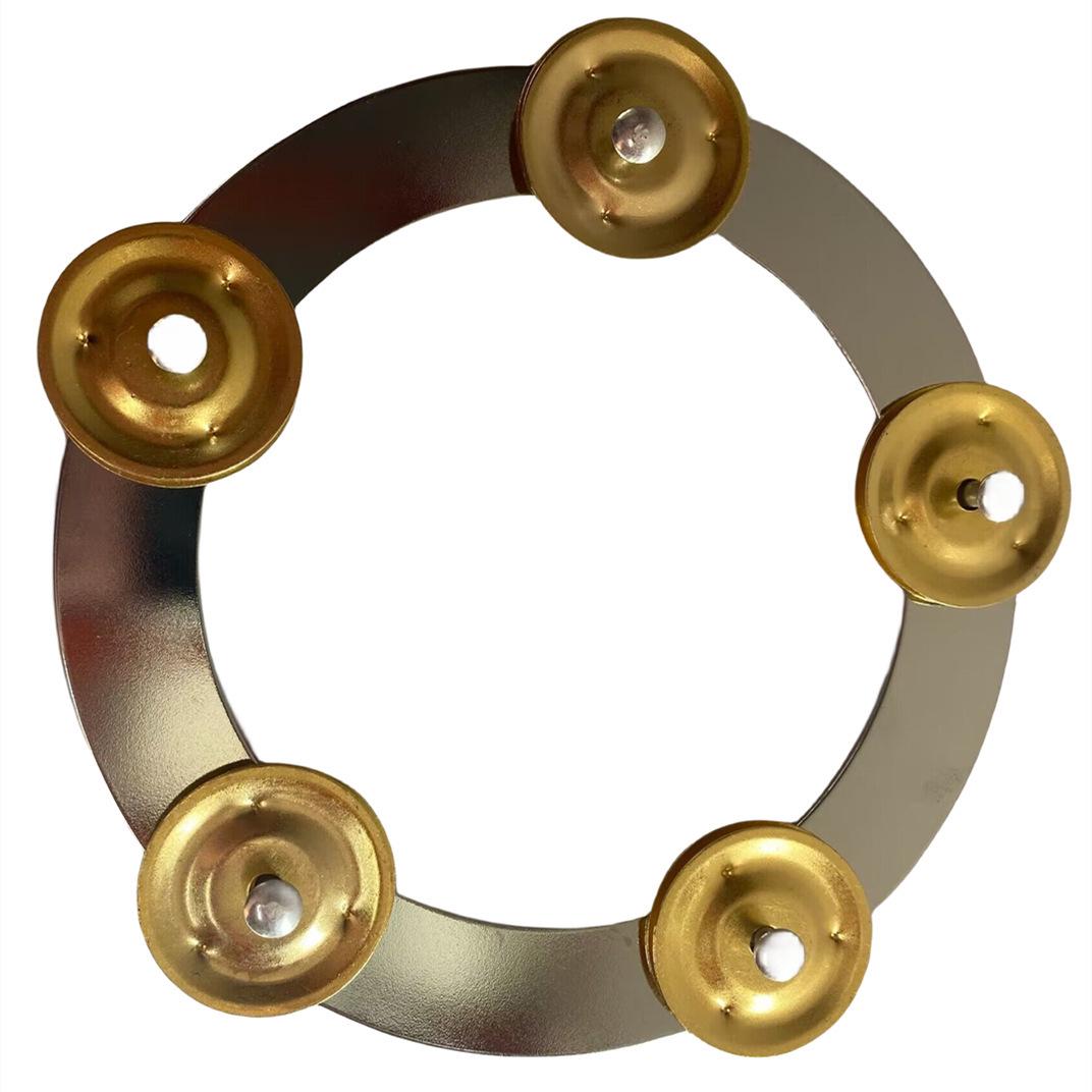 Cymbal Rhythm Bell with Gold Steel Ring and Shaker Effect - Companion Pedal Included Metal Sheet Cymbal