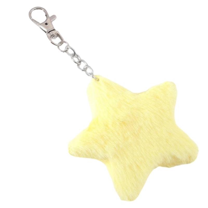 Cute Plush Five-pointed Star Charm Keychain Soft Stuffed Ornament Keyring Lovely Pendants for Purse Bag Backpack Handbag