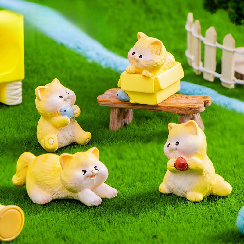 6 buc/set desene animate pisică animale miniaturi rășină ornamente micro peisaj DIY zână grădină decor