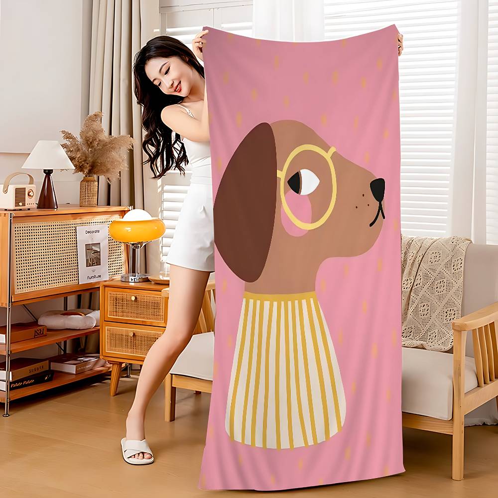 

Cute Cat Fox Dog Horse Bunny Red Beach Towel Bath Towels For Girl Microfiber Quick Dry Sand Free Beach Yoga Spa Gym Pool W40*H60(CM)