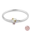 Bracelet Silver 925 Original 17-20CM Star Moon Heart Butterfly Paw Print Zircon Bracelets Fit DIY Charms Birthday Jewelry Gifts